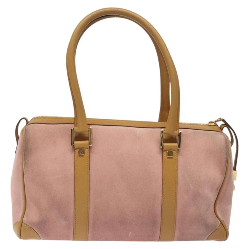 Gucci Vintage Zip Boston Bag Pink Suede Good condition - Back View