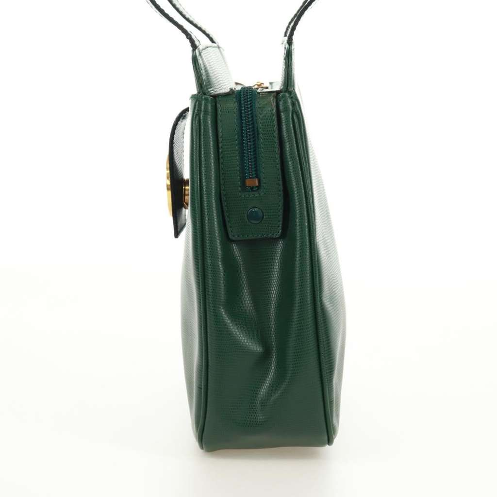 Celine Circle Logo Shoulder Bag Green Leather Good condition - Inside View