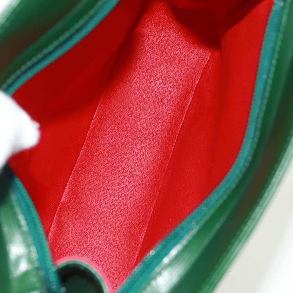 Celine Circle Logo Shoulder Bag Green Leather Good condition - Box View