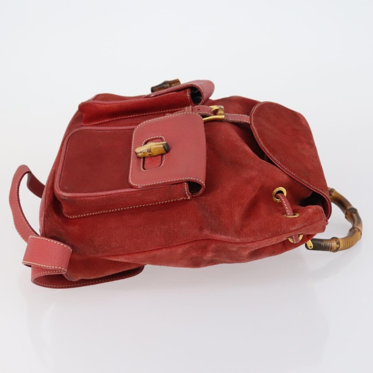 Gucci Vintage Bamboo Backpack Red Suede Good condition - Inside View