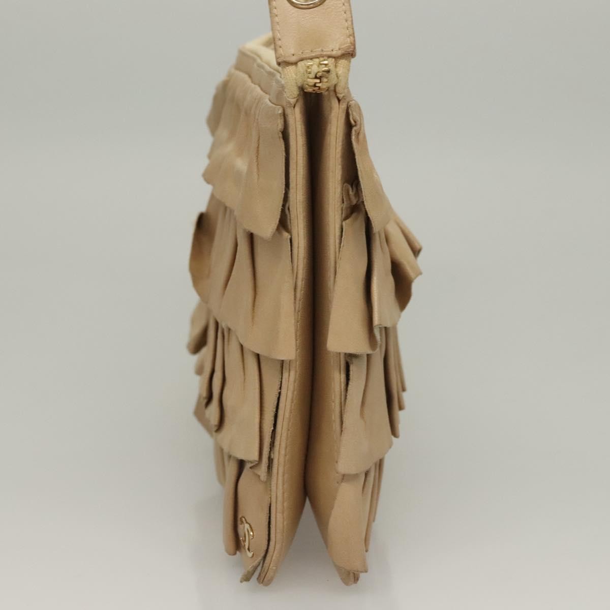 Chanel Ruffle Chain Pochette Beige Leather Good condition - Inside View