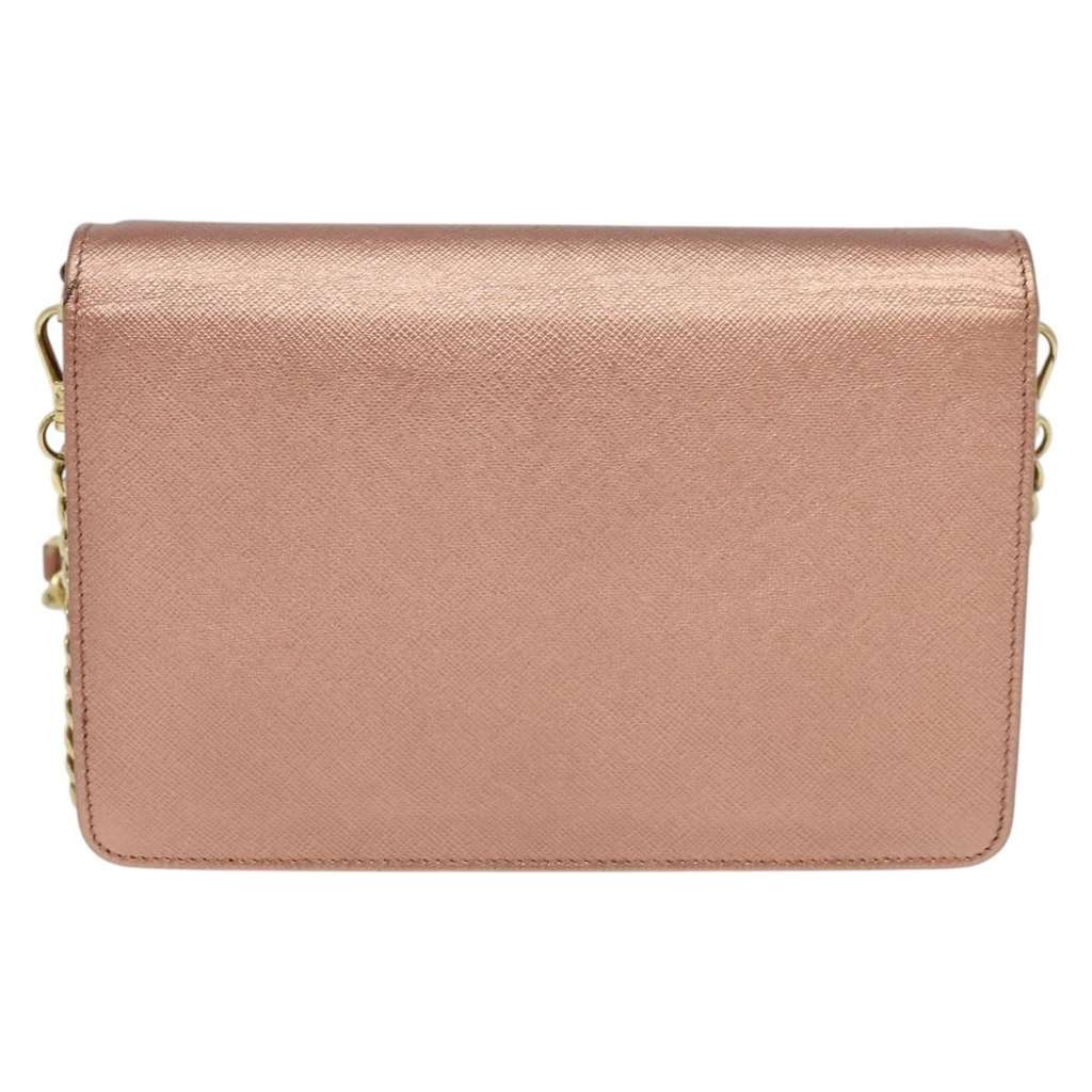 Prada Monochrome Chain Flap Bag Pink Leather Good condition - Back View