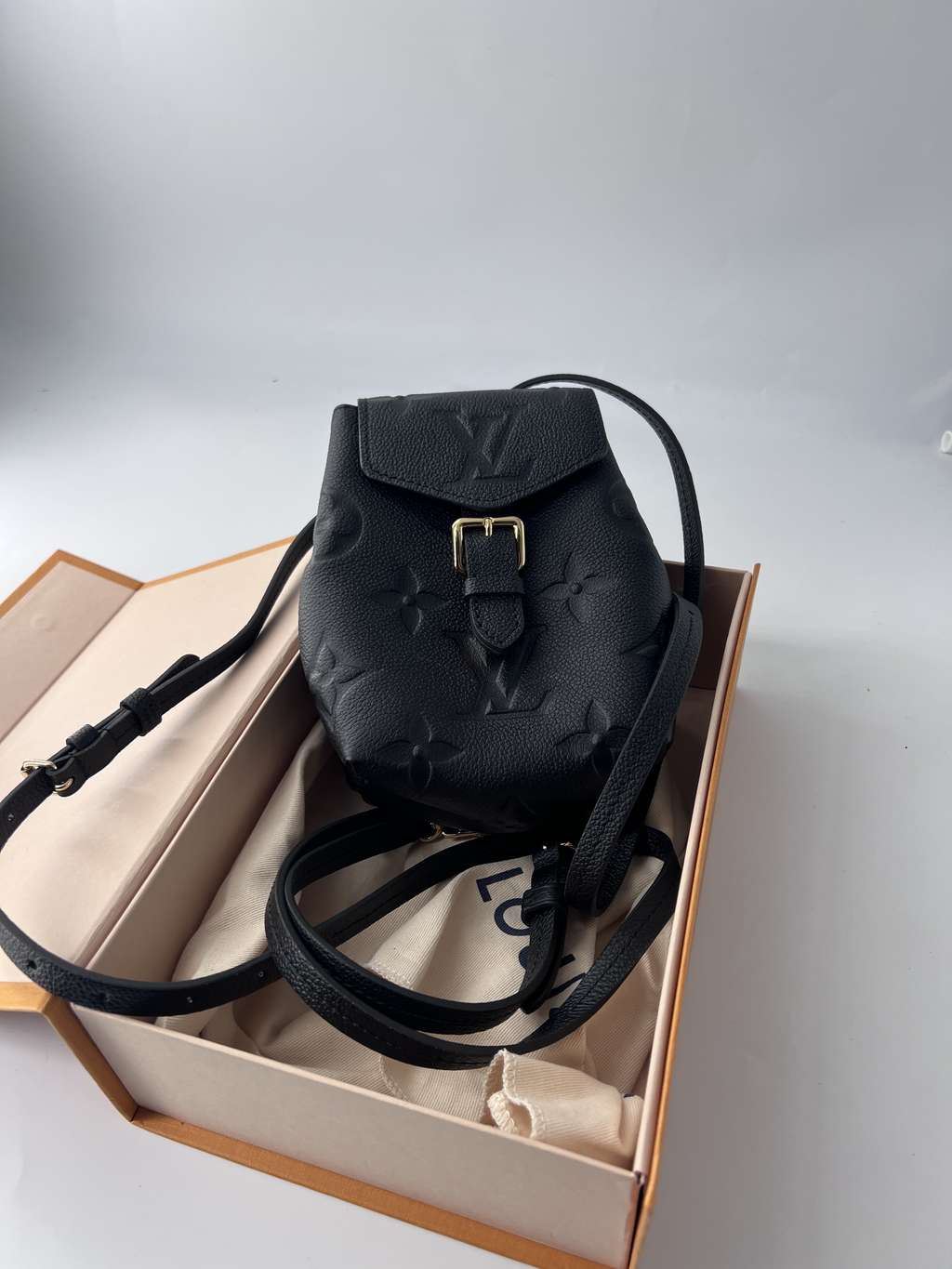 Louis Vuitton Tiny Backpack Black Leather Good condition - Box View