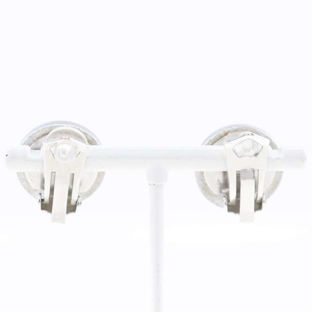 Chanel CC Round Clip-On Earrings Silver Plastic Good condition - Back View