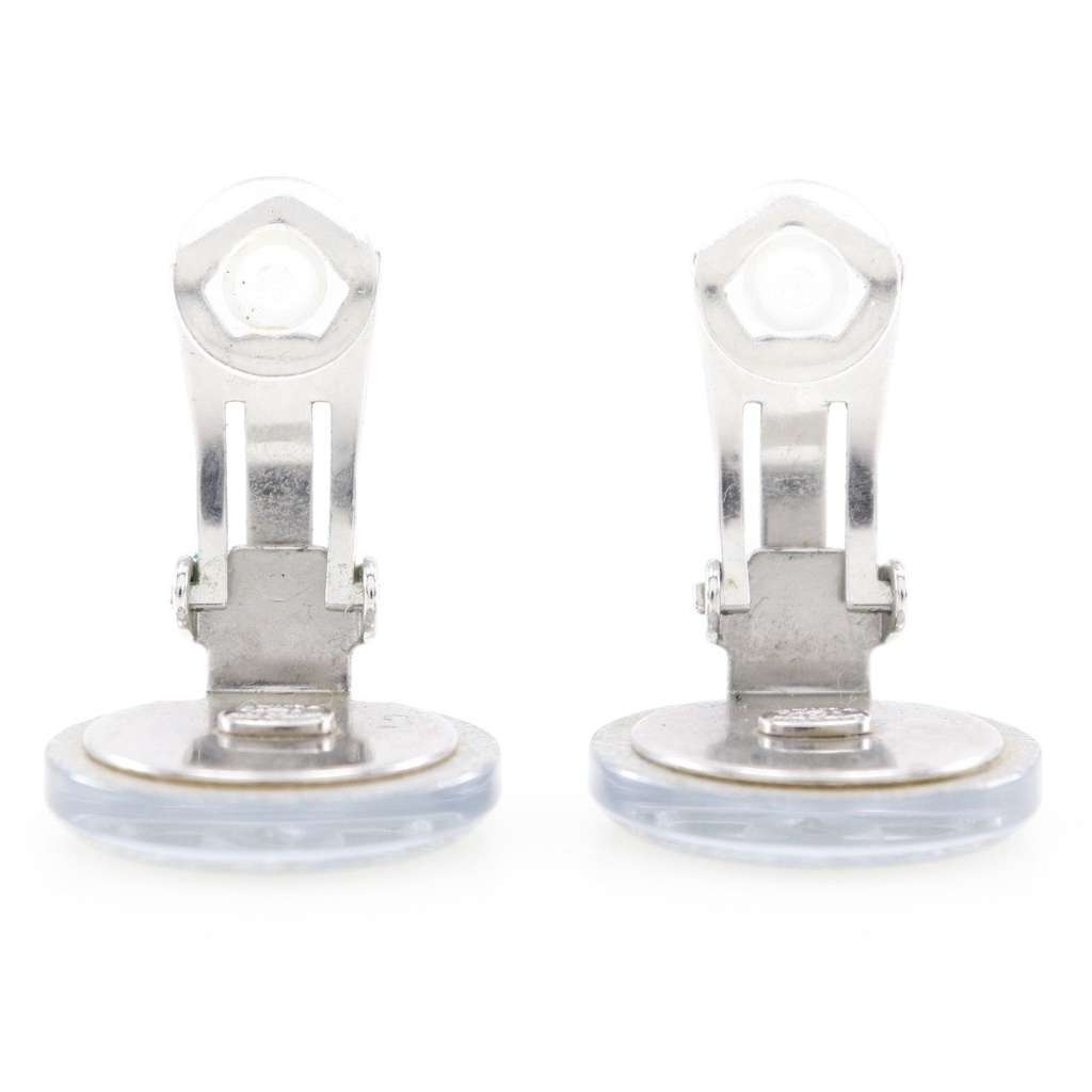 Chanel CC Round Clip-On Earrings Silver Plastic Good condition - Inside View