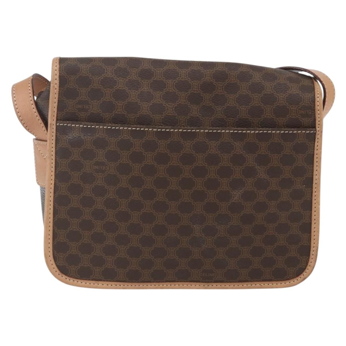 Celine Vintage Macadam Shoulder Bag Brown Canvas Good condition - Back View