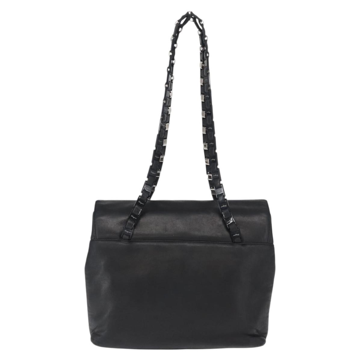 Salvatore Ferragamo Vintage Shoulder Bag Black Leather Good condition - Back View