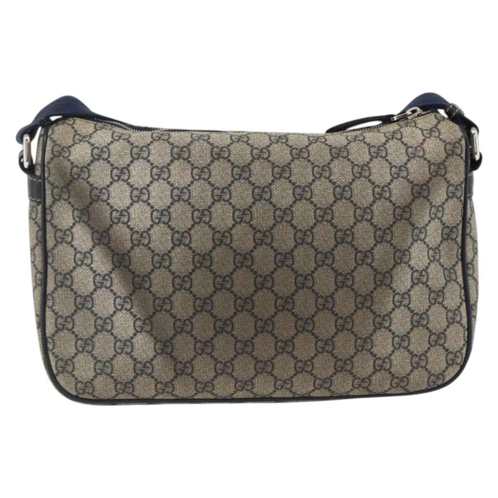 Gucci Double Pocket Messenger Bag Navy Canvas Fair condition - Back View