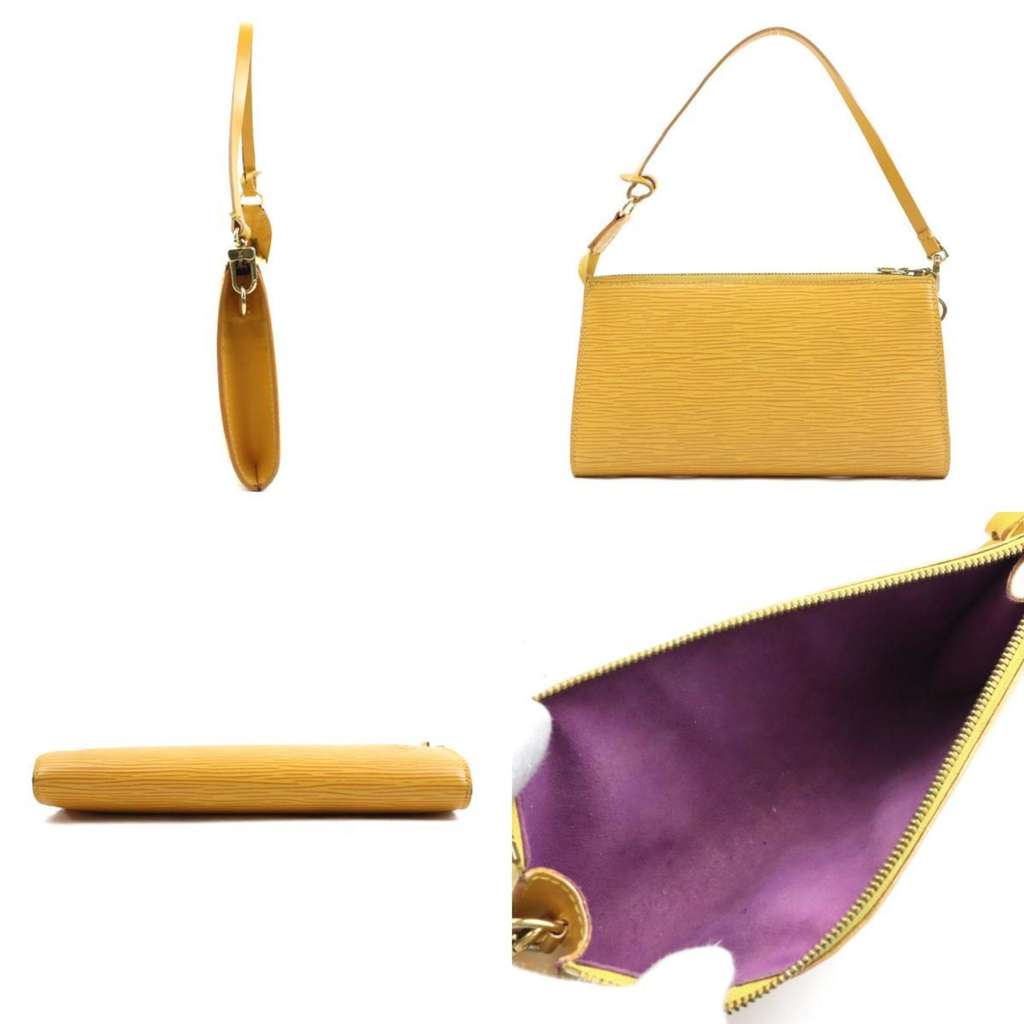 Louis Vuitton Pochette Accessoires Yellow Leather Good condition - Back View