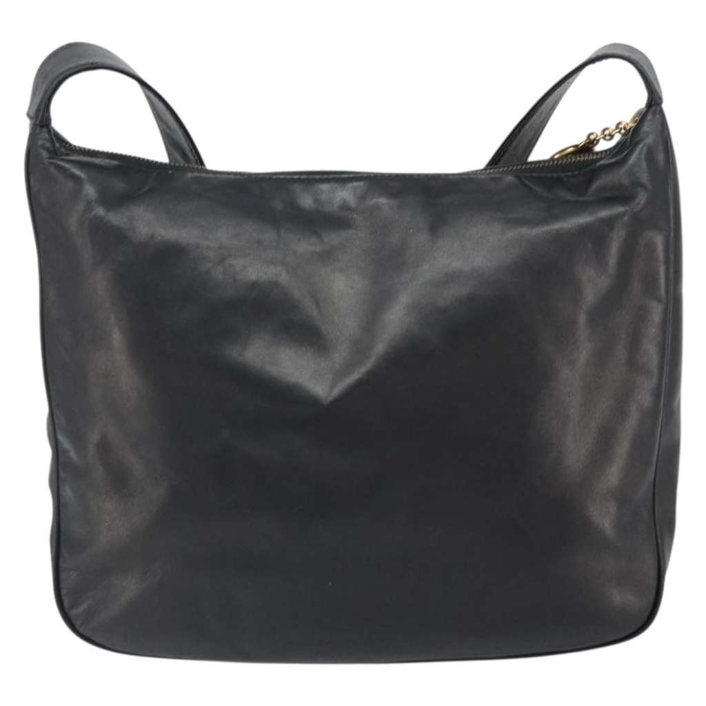 Celine Circle Logo Shoulder Bag Black Leather Good condition - Back View