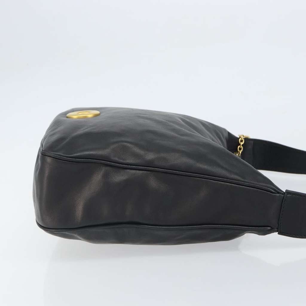 Celine Circle Logo Shoulder Bag Black Leather Good condition - Inside View