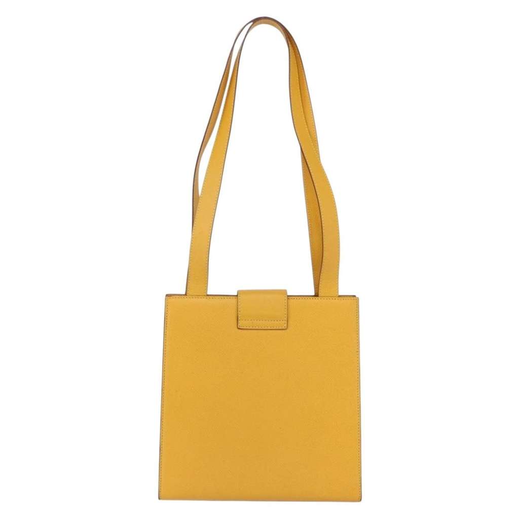 Celine Vintage Shoulder Bag Yellow Leather Good condition - Back View