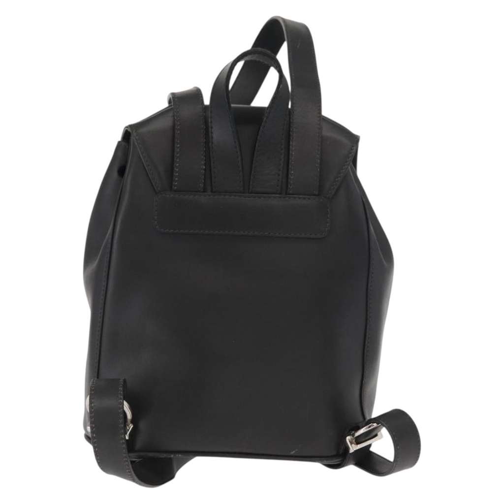 Salvatore Ferragamo Gancini Flap Drawstring Backpack Black Leather Good condition - Back View