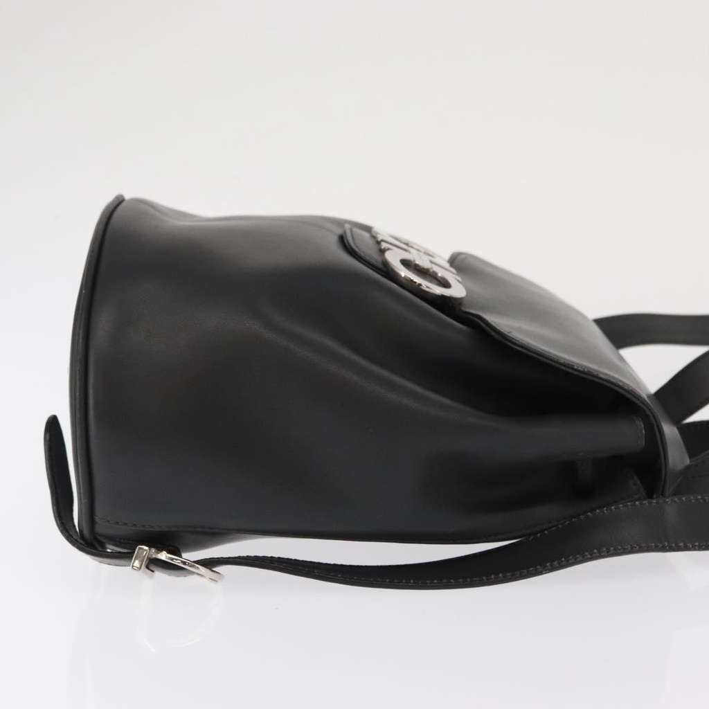 Salvatore Ferragamo Gancini Flap Drawstring Backpack Black Leather Good condition - Inside View