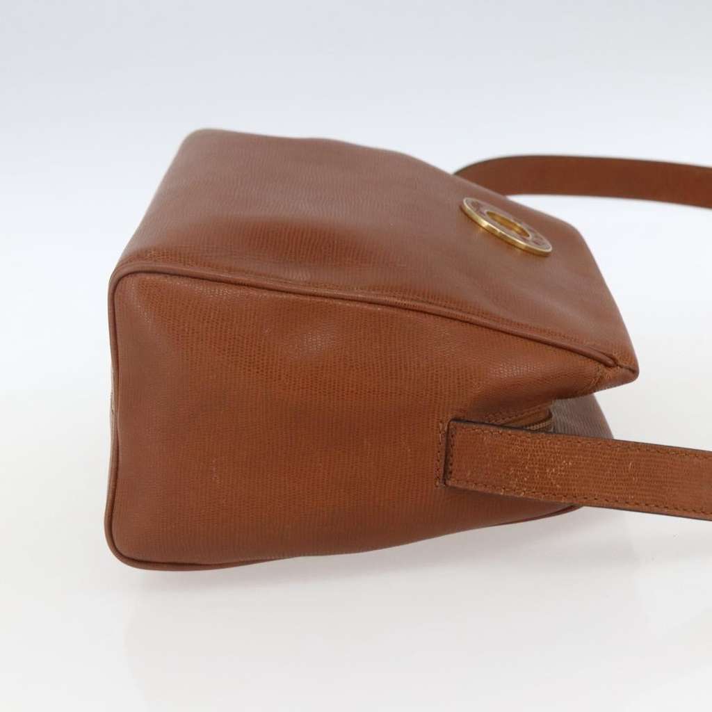 Celine Circle Logo Shoulder Bag Brown Leather Good condition - Model View