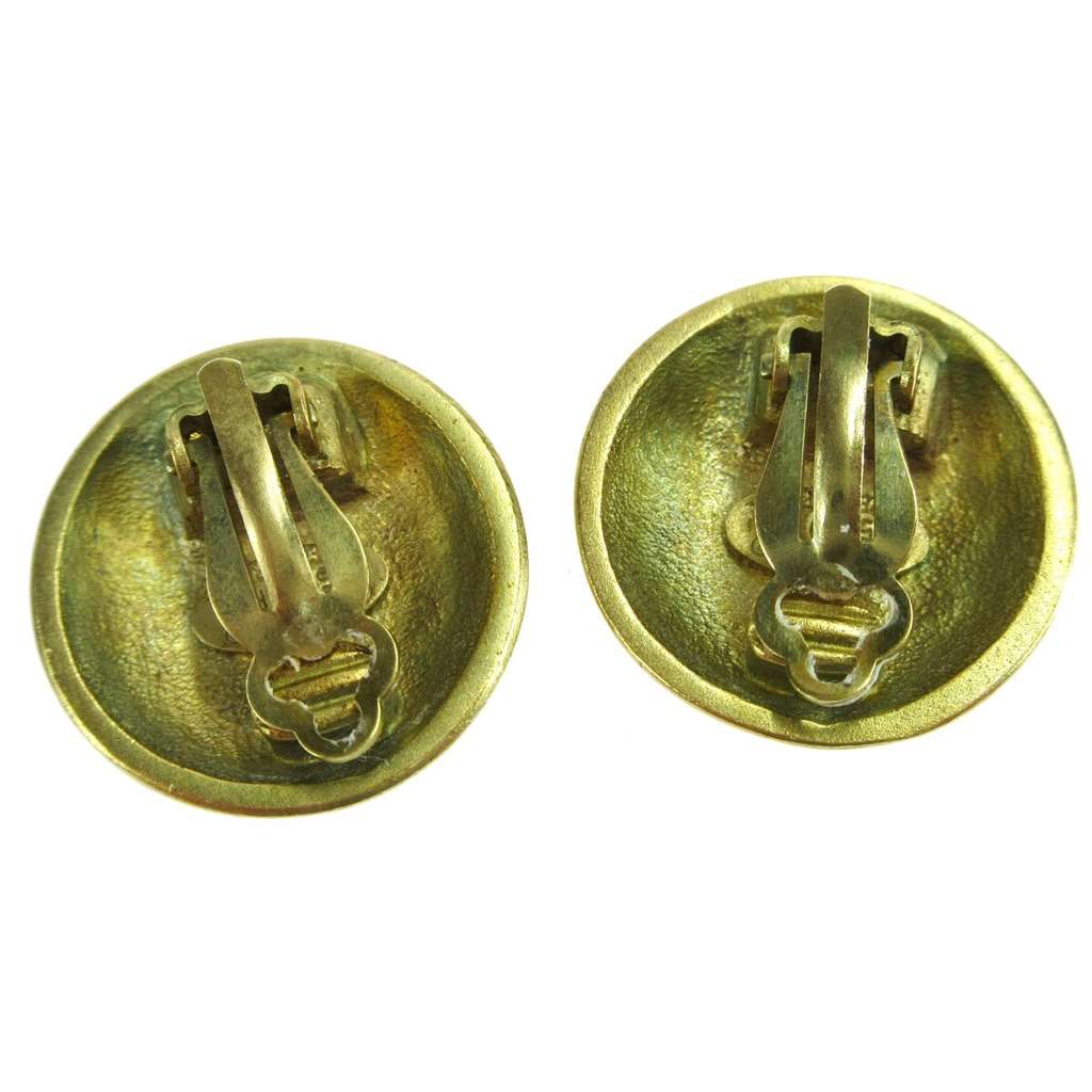 Chanel CC Button Clip-On Earrings Gold Good condition - Back View