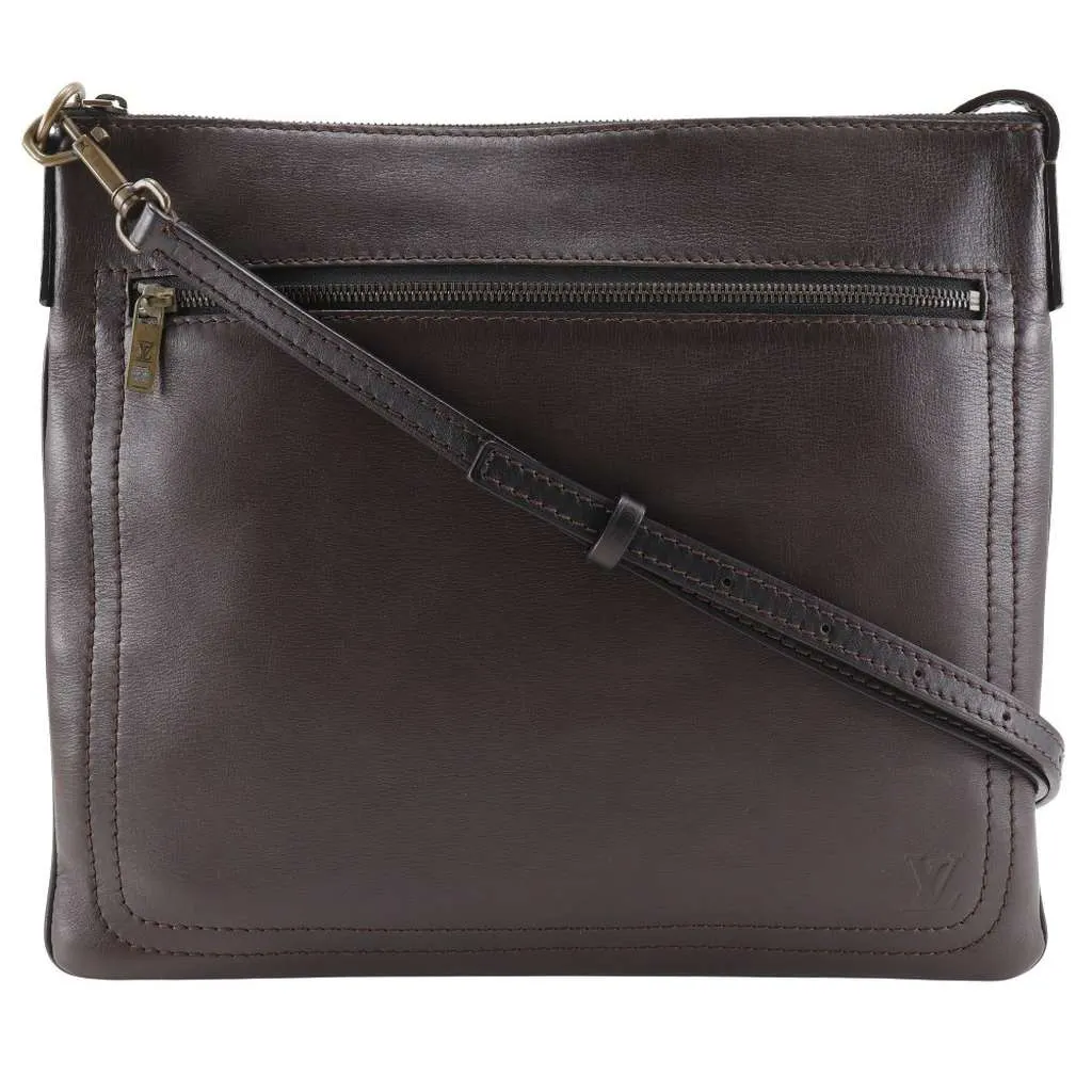 Louis Vuitton Sac Plat Crossbody Bag Brown Leather Good - Front View