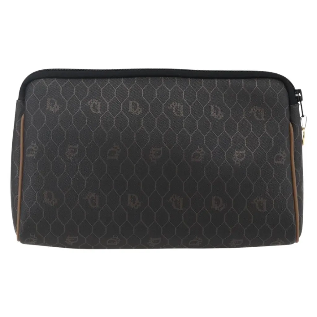 Dior Vintage Honeycomb Zip Pouch Black Good - Back View