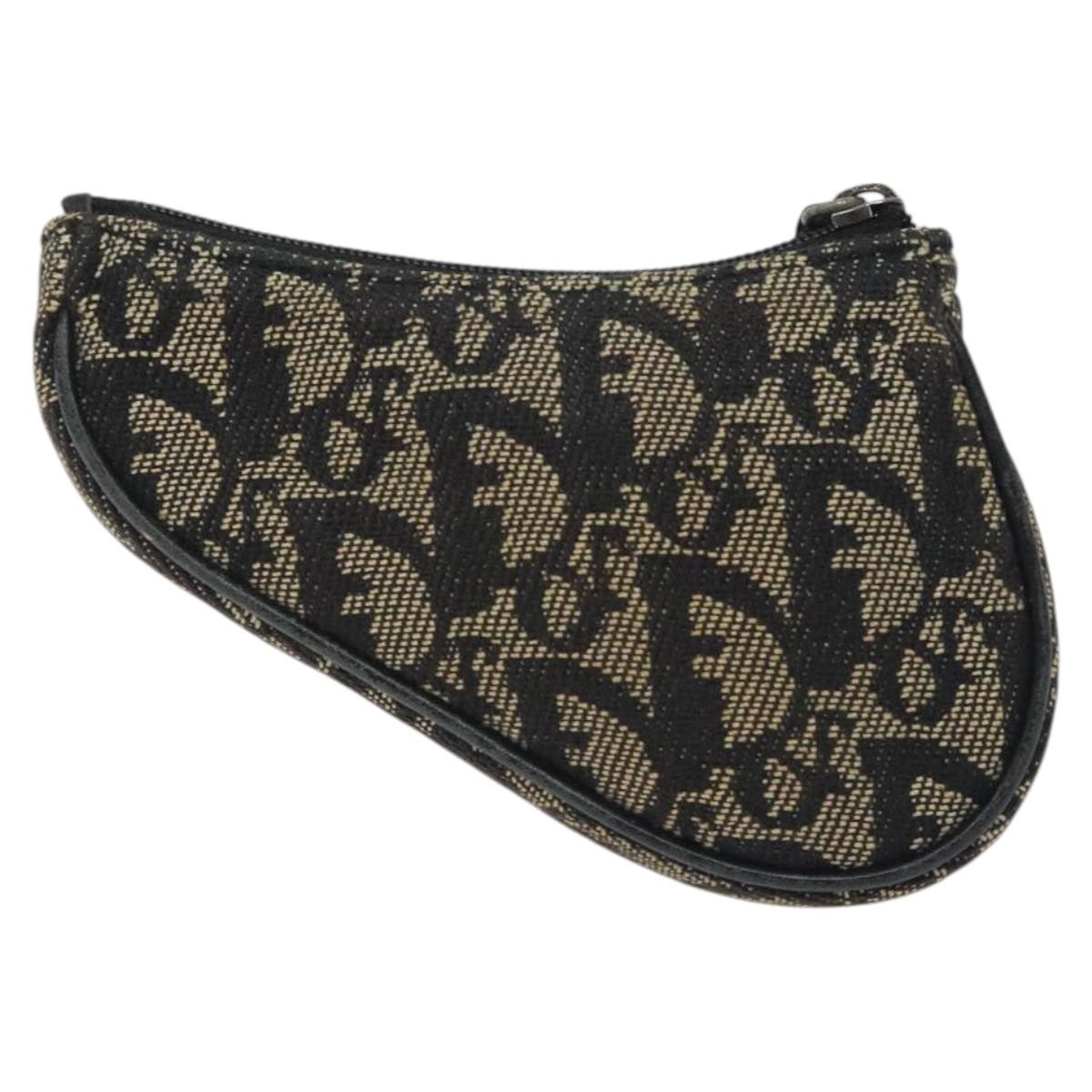 Christian Dior Saddle coin purse Black Canvas Good condition - Back View