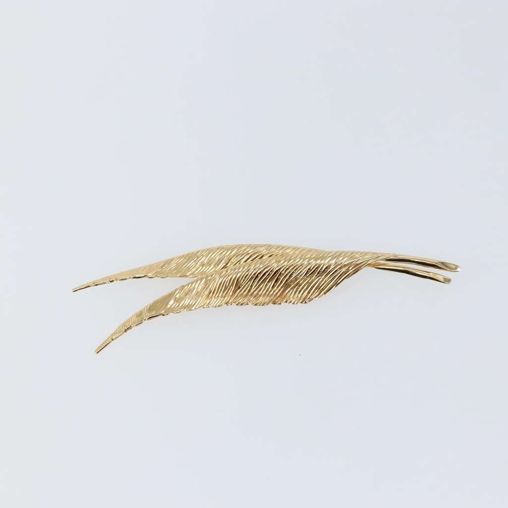 Christian Dior Vintage feather Gold Metal Good condition - Back View