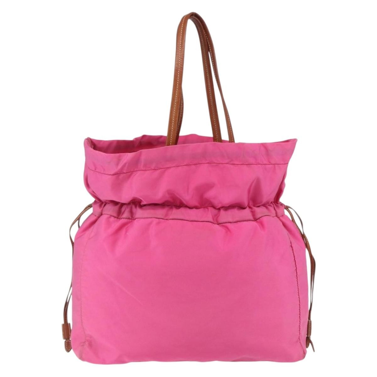 Prada Logo Drawstring Tote Pink Good condition - Back View