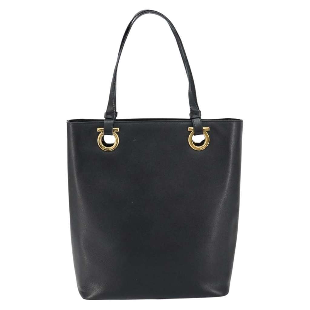 Salvatore Ferragamo Gancini handbag Black Leather Good condition - Back View