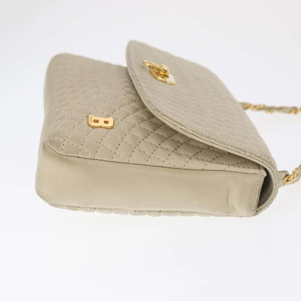 Bally Vintage Chain Shoulder Bag Beige Leather Fair condition - Inside View