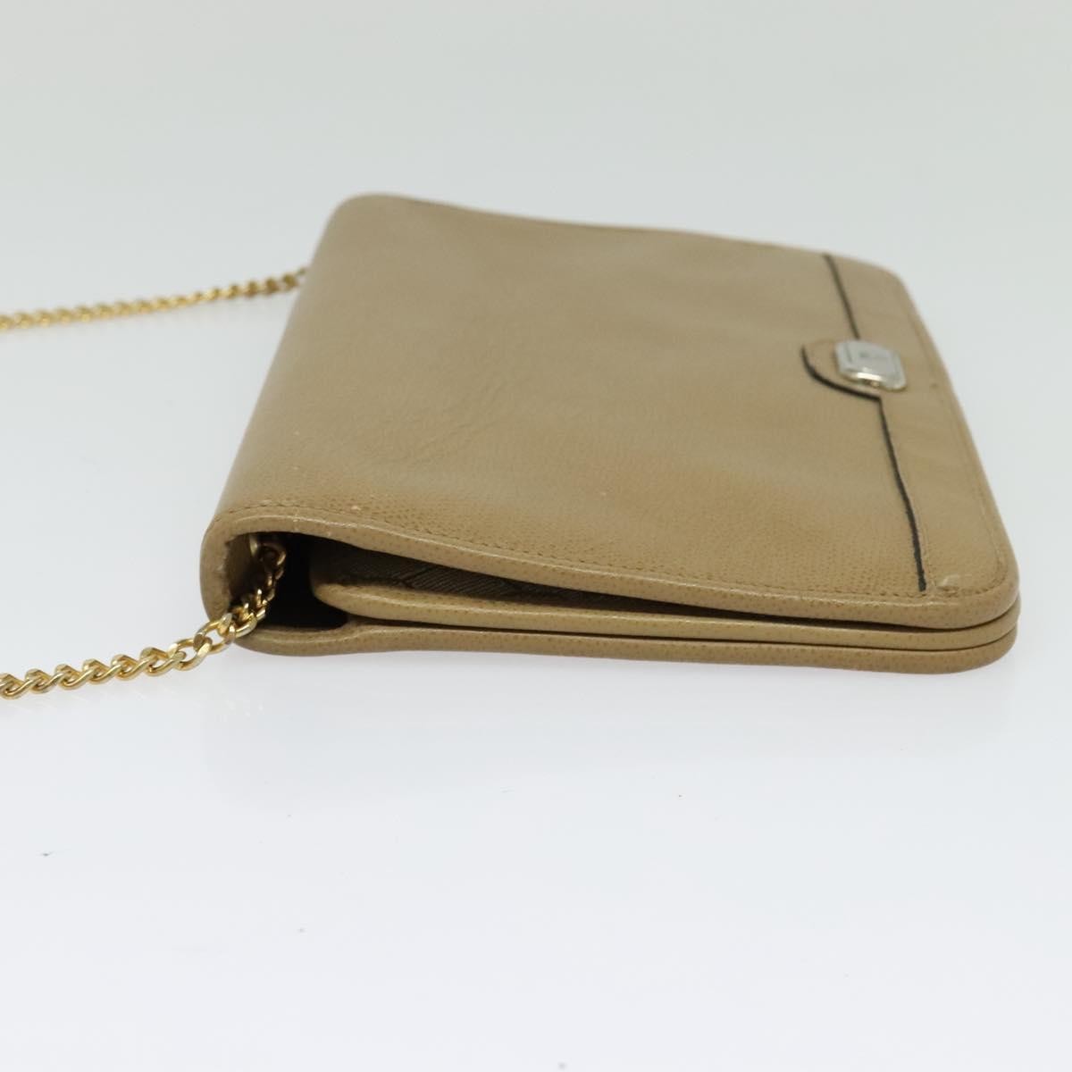Christian Dior Vintage Chain Flap Shoulder Bag Beige Leather Good condition - Inside View