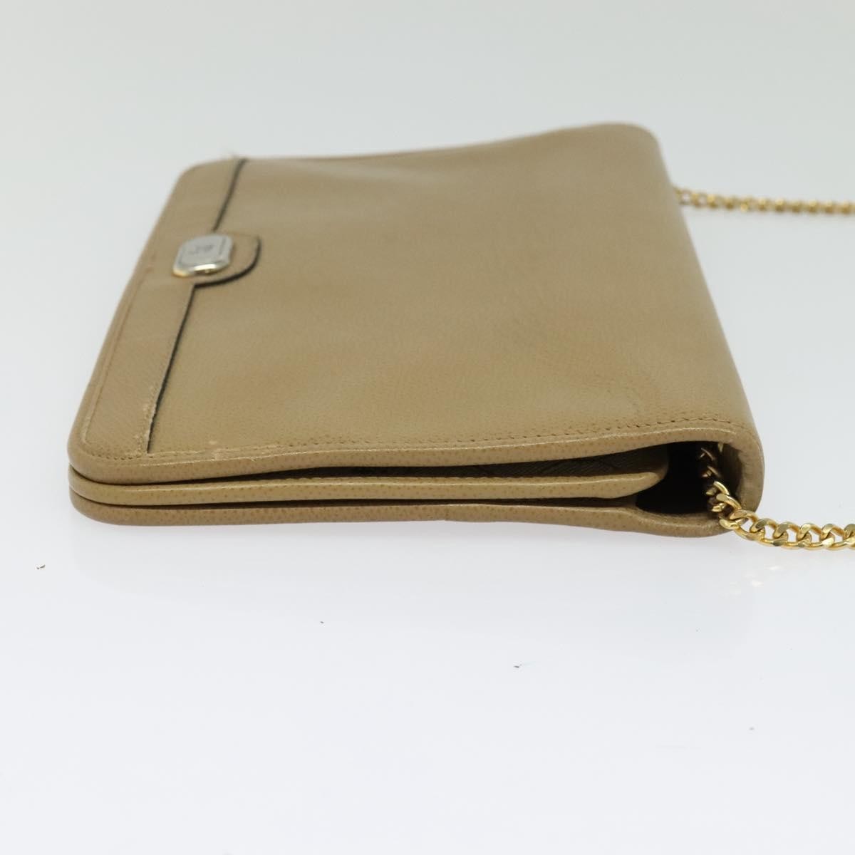 Christian Dior Vintage Chain Flap Shoulder Bag Beige Leather Good condition - Model View