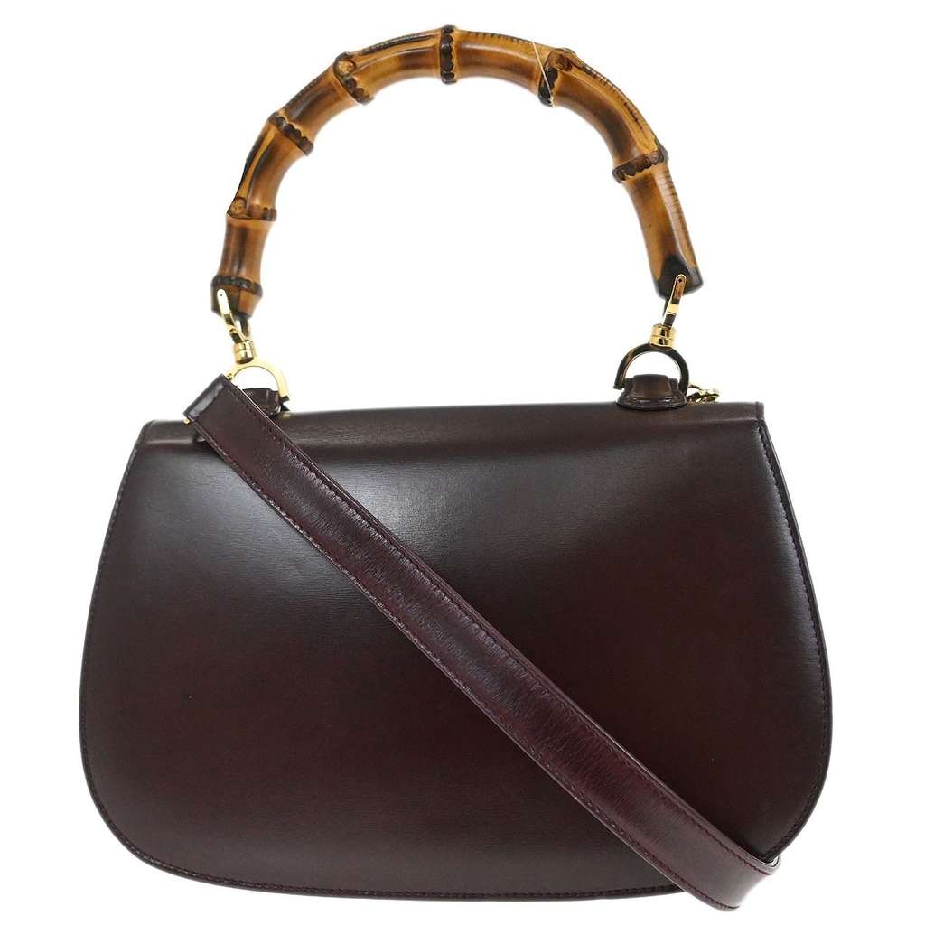 Gucci Vintage Convertible Bamboo Top Handle Bag Brown Leather Good condition - Back View