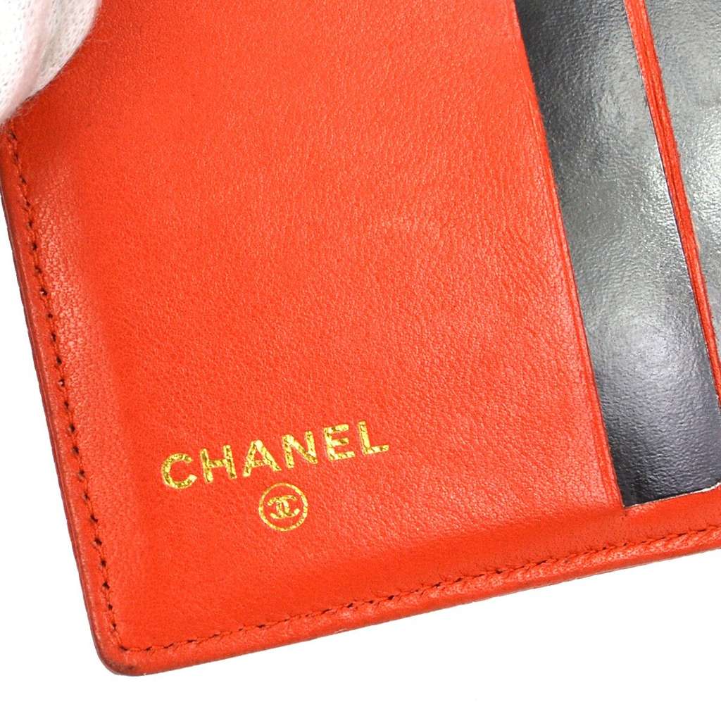 Chanel Vintage Timeless CC Bifold Wallet Red Leather Good condition - Box View