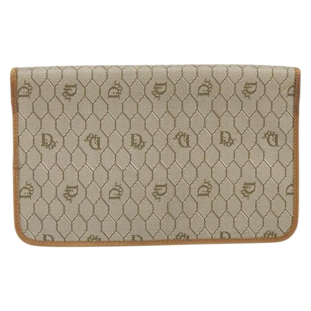 Christian Dior Vintage honeycomb clutch Beige Canvas Good condition - Back View