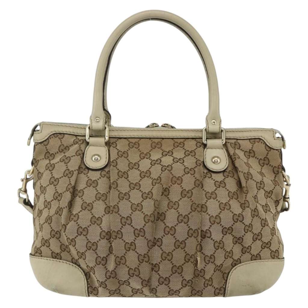 Gucci Sukey Top Handle Satchel Beige Canvas Good condition - Back View