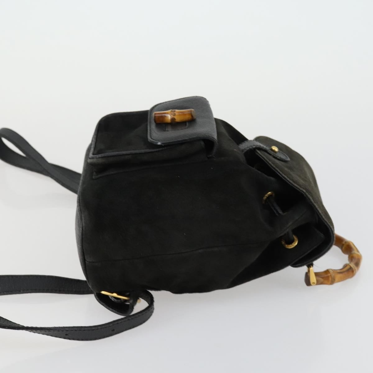 Gucci Vintage Bamboo Backpack Black Leather Fair condition - Inside View