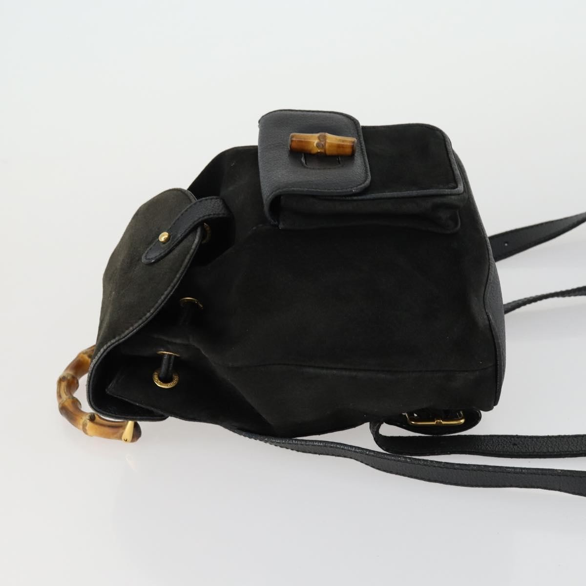 Gucci Vintage Bamboo Backpack Black Leather Fair condition - Model View