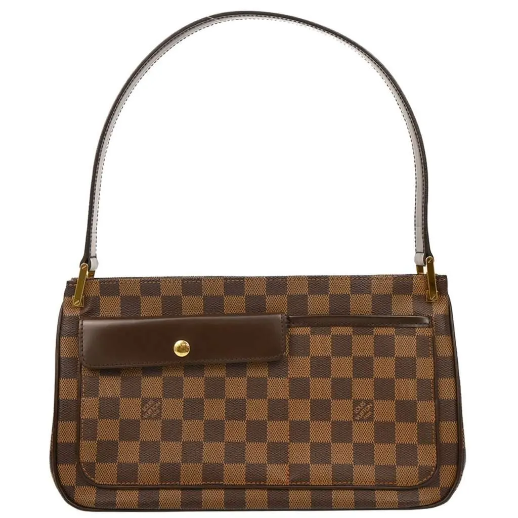 Louis Vuitton Aubagne Bag Brown Canvas Good - Front View