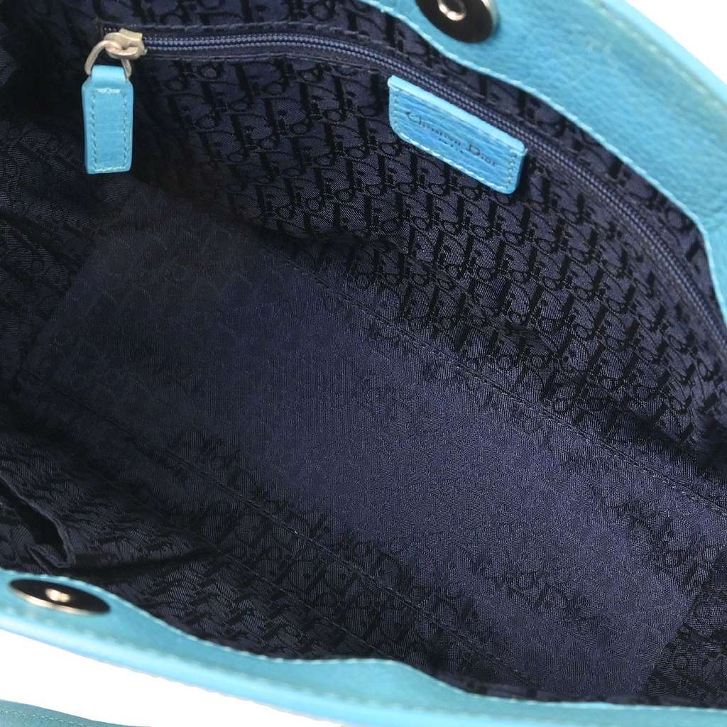 Christian Dior Vintage Tote Turquoise Leather Good condition - Inside View