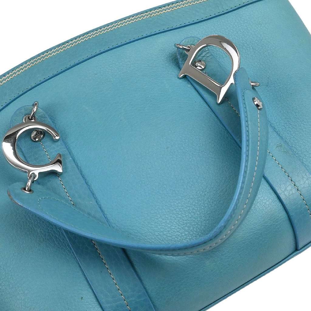 Christian Dior Vintage Tote Turquoise Leather Good condition - Box View