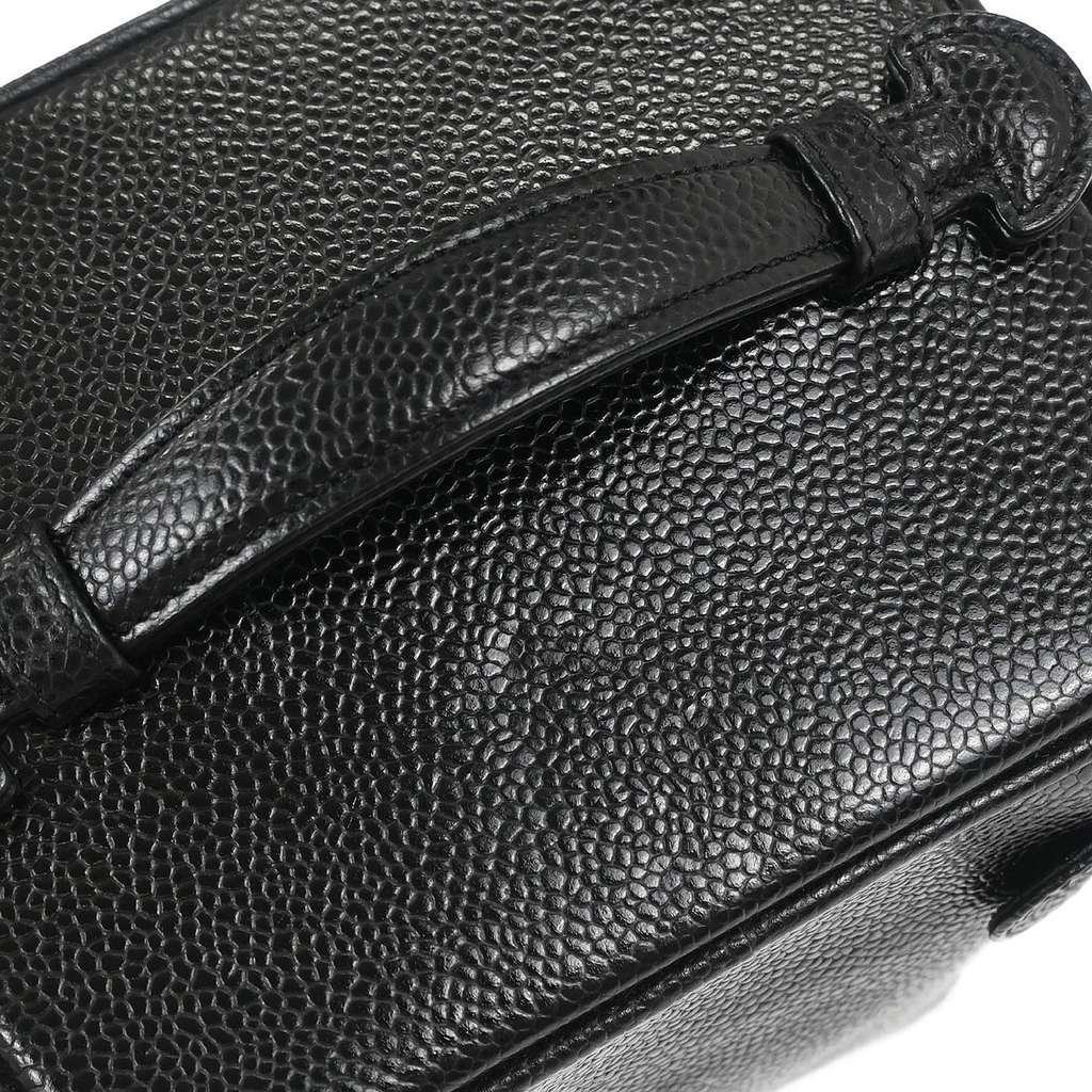 Chanel Vintage Timeless Cosmetic Case Black Leather Good condition - Box View