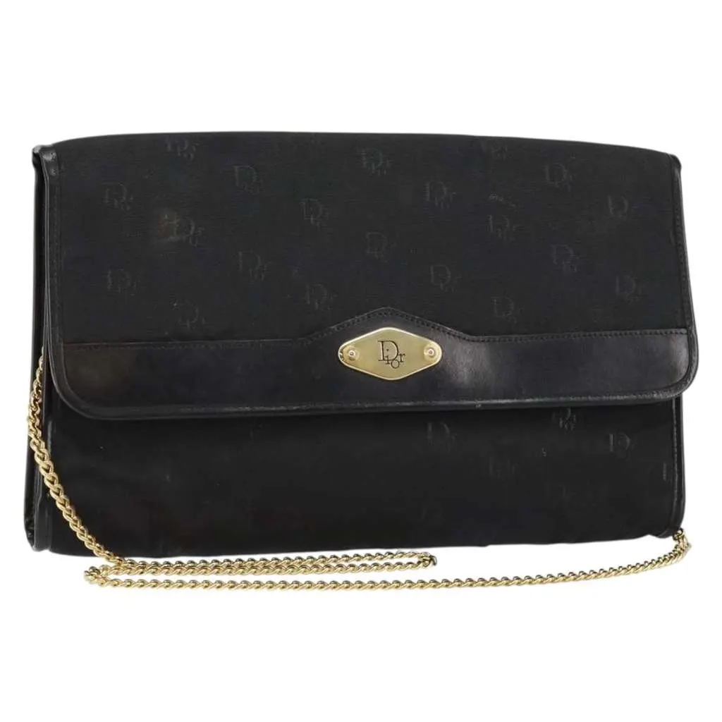Dior Vintage CD Chain Flap Shoulder Bag Black Good - Front View