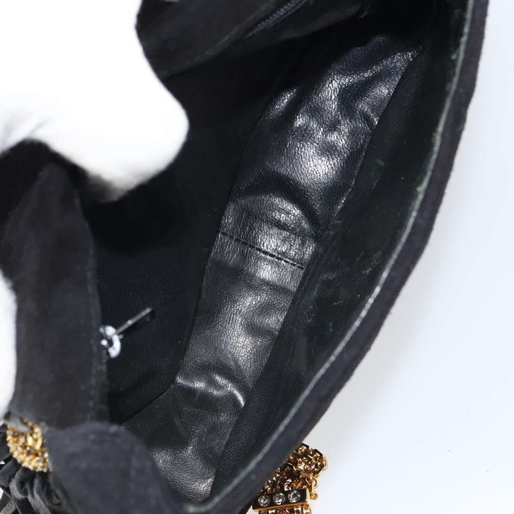 Chanel Vintage Diamond CC Camera Bag Black Suede Fair condition - Box View