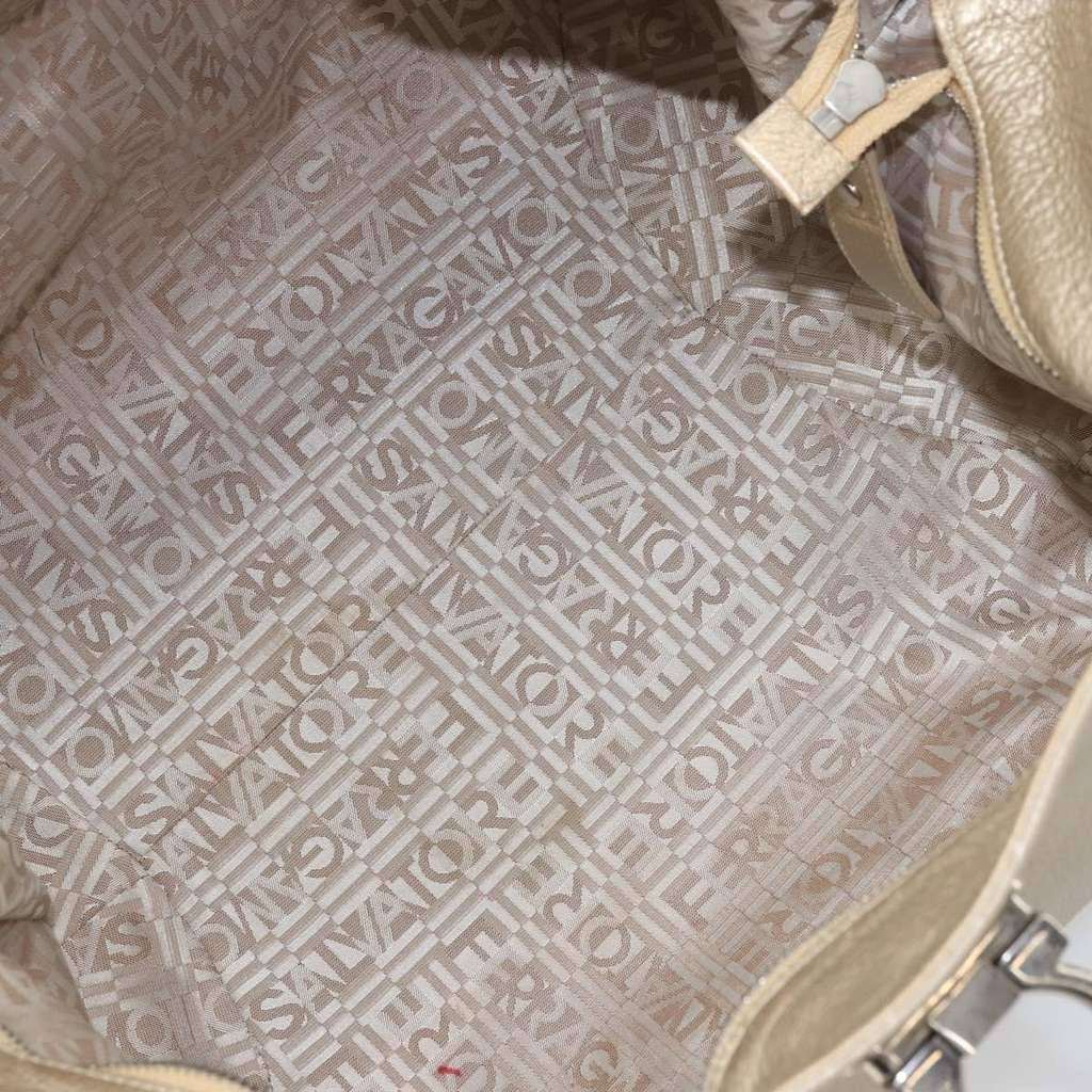 Salvatore Ferragamo Gancini handbag Gold Leather Good condition - Box View