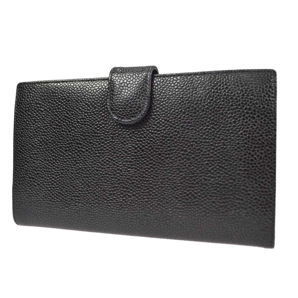 Chanel Timeless CC French Wallet Black Leather Good condition - Back View