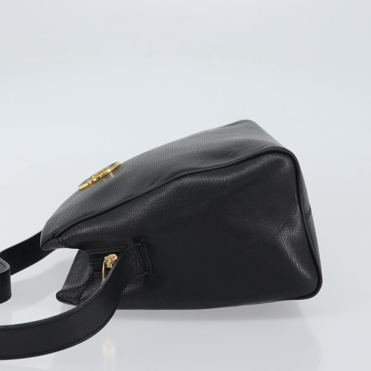 Celine Circle Logo Shoulder Bag Black Leather Good condition - Model View