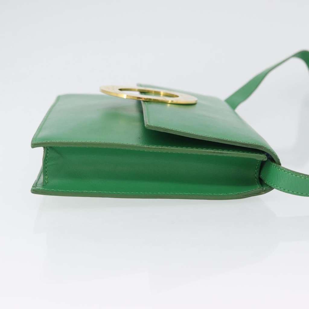 Celine Circle Logo Shoulder Bag Green Leather Good condition - Inside View