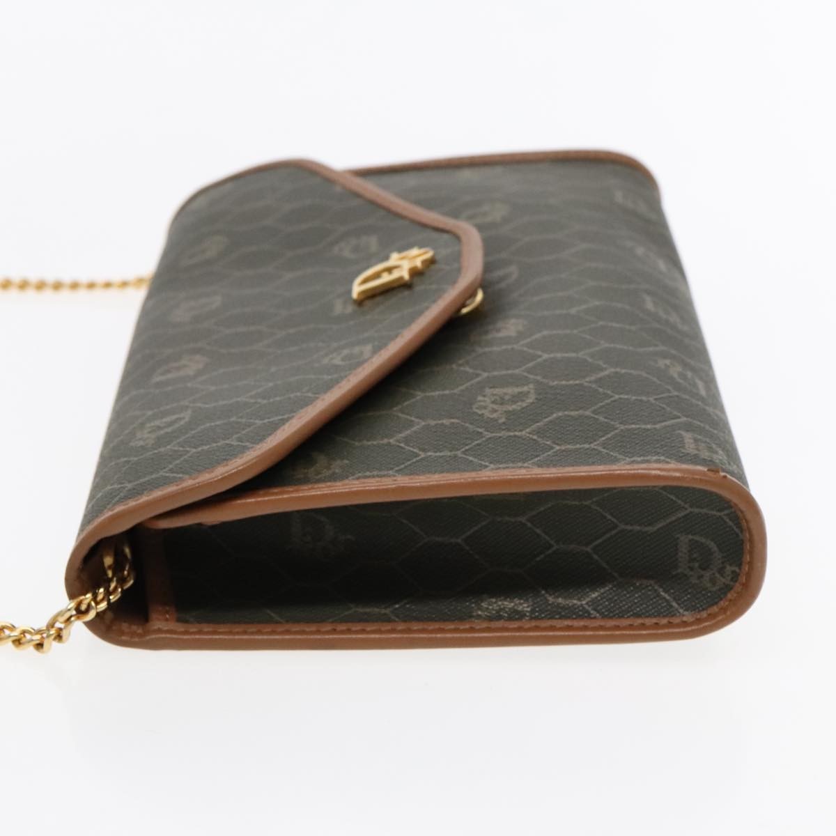 Christian Dior Vintage Honeycomb chain Khaki Canvas Good condition - Model View