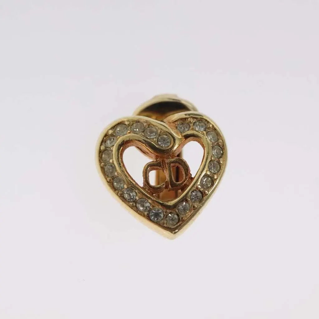 Dior CD Heart Clip-on Earrings Gold Metal Good - Back View