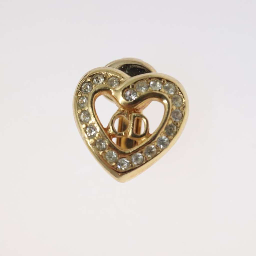 Christian Dior CD Heart Clip-on Earrings Gold Metal Good condition - Box View