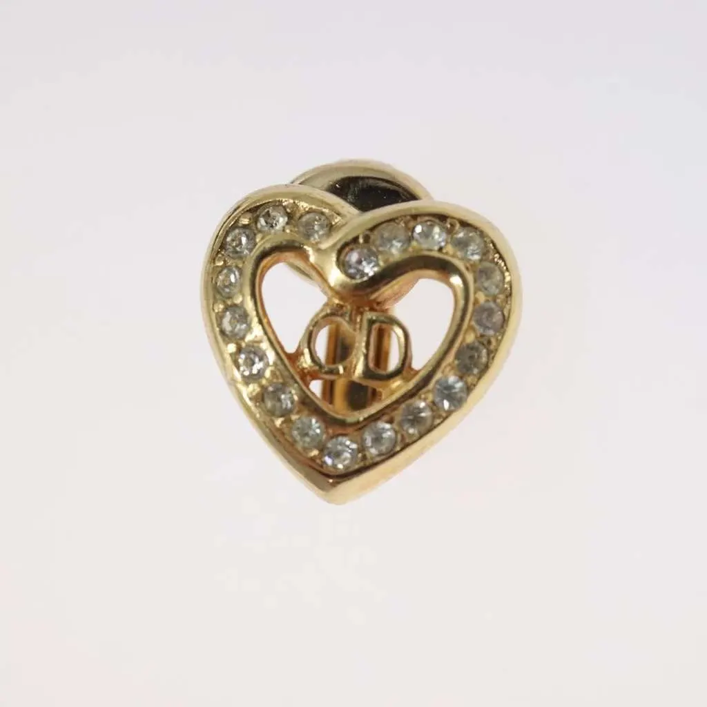 Dior CD Heart Clip-on Earrings Gold Metal Good - Box View