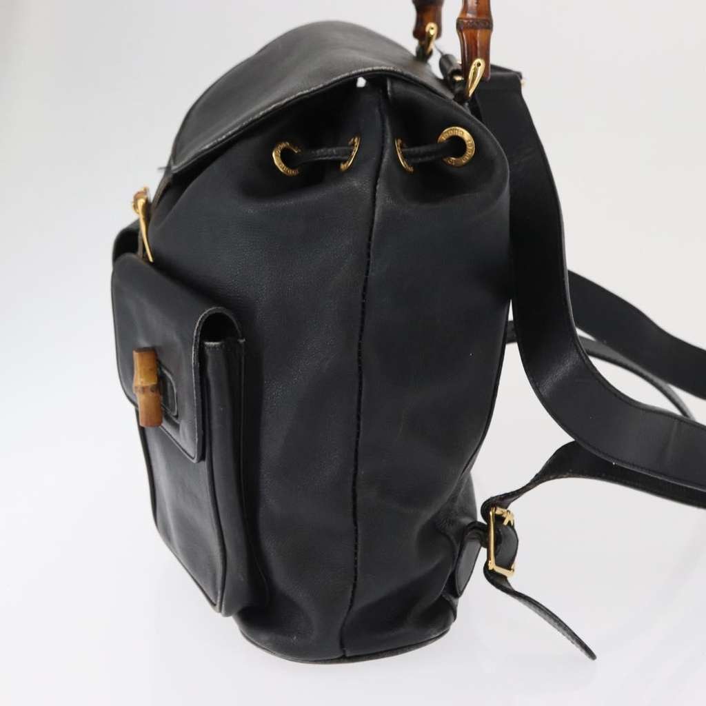Gucci Vintage Bamboo Backpack Black Leather Fair condition - Inside View